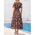 thumbnail image 2 of Merokeety Womens Summer Dresses V Neck Short Sleeve Boho Floral Tiered Midi Dress with Pockets Coffee xl, 2 of 4