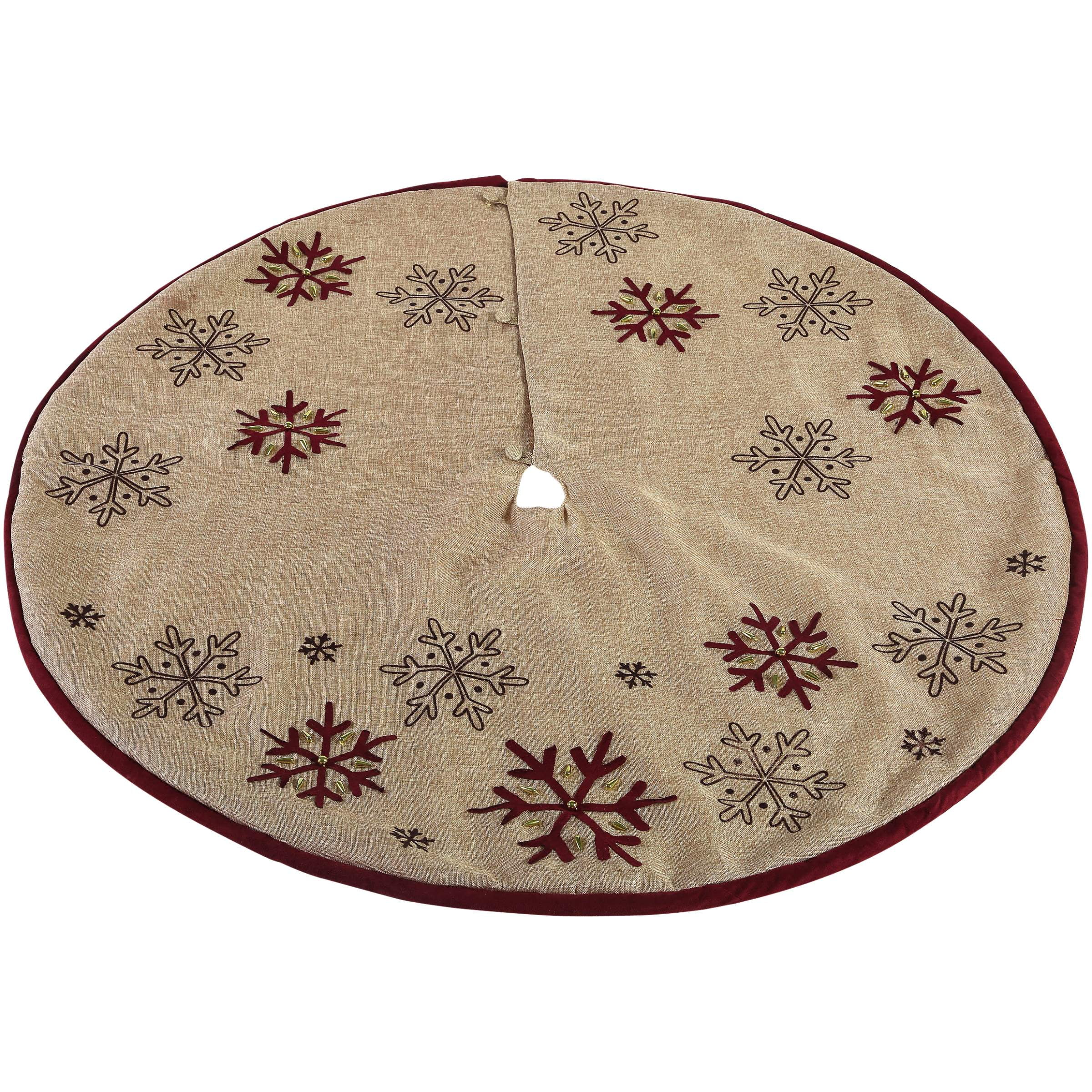 Holiday Time Premium 56Inch Tree Skirt, Snowflake Embellishments