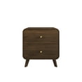 thumbnail image 2 of Castle Place Mid-Century 2 Drawer Wooden Nightstand, Brown, 2 of 9