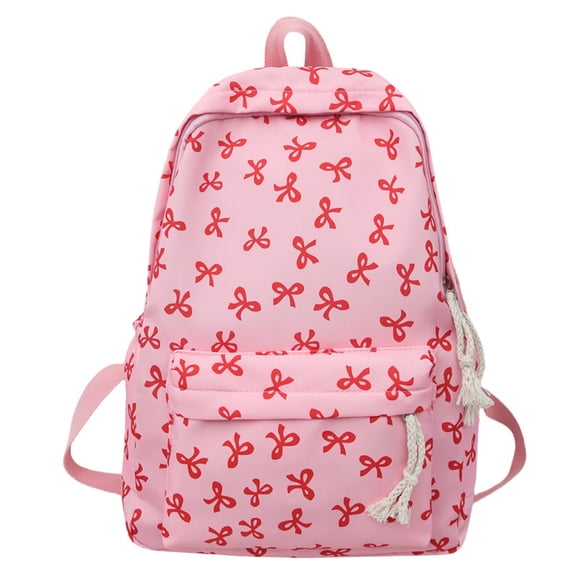 SUYIDA Preppy Bow Print Casual Backpack Lightweight Daypack for Back to School Commute Travel with Small Makeup Pouch Backpack