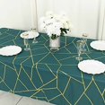 thumbnail image 6 of BalsaCircle 60" x 102" Peacock Teal Gold Metallic Geometric Design Polyester Rectangle Tablecloth, 6 of 8