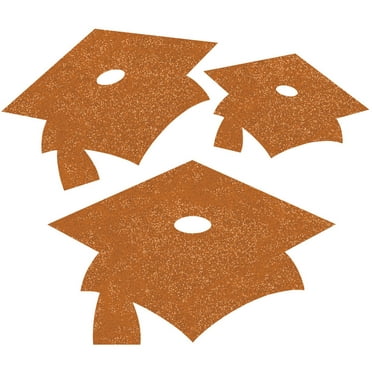 Orange Graduation Cap Cut-Out Wall Decorations (12)