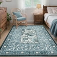 thumbnail image 2 of Garvee 8'x10' Vintage Floral Print Area Rug Botanical Rugs Living Room Rugs, Washable Rug Bedroom Carpet with Non-Slip Backing Bohemian Floor Mats for Dining Room Home Decor, Blue, 2 of 6