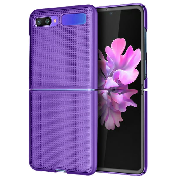 Case For Galaxy Z Flip Nakedcellphone Purple Protective Snap On Cover Grid Texture For Samsung Galaxy Z Flip 5g Phone Sm F700 Sm F707 Walmart Com