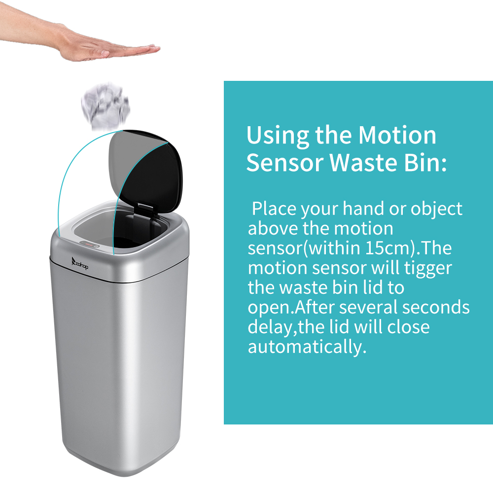 Buy Automatic Motion Sensor Trash Bin Waste Recepticle Bin Office Home Wastebasket Online at