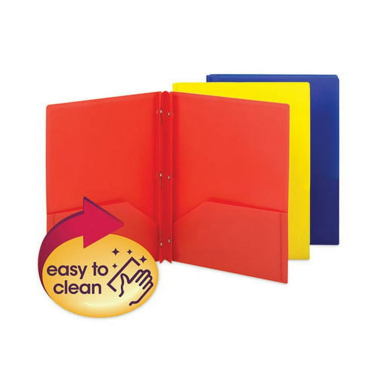 Poly Two-Pocket Folder with Fasteners, 130-Sheet Capacity, 11 x 8.5, Assorted, 6/Pack Poly Two-Pocket Folder with Fasteners, 130-Sheet Capacity, 11 x 8.5, Assorted, 6/Pack