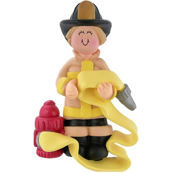 Firefighter Female Blonde Personalized  Christmas Ornament DO-IT-YOURSELF
