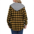 thumbnail image 4 of zbxnLI Women's Plaid Button down Shirt Hooded Casual Jacket Spring Fall Long Sleeve Outerwear Jackets, 4 of 5