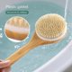 thumbnail image 4 of Bamboo Long Handle Bath Brush with Lanyard Non-Slip Ergonomic Grip Dry Body Scrubber Back Rubbing, 4 of 5