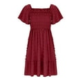 thumbnail image 6 of Mgmyaa Girl's Summer Dresses Ruffle Sleeve Tiered Smocked Swing Midi Casual A-Line Twirly School Sundress Size 4-14 Years, 6 of 7