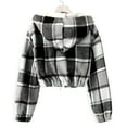 thumbnail image 5 of Gamivast Fleece Lined Flannel Jacket Women with Hood Short Plaid Zip up Drawstring Winter Sherpa Coats Warm Elastic Hem Long Sleeve Trendy Jackets with Pockets Cold Weather Clothes, 5 of 6