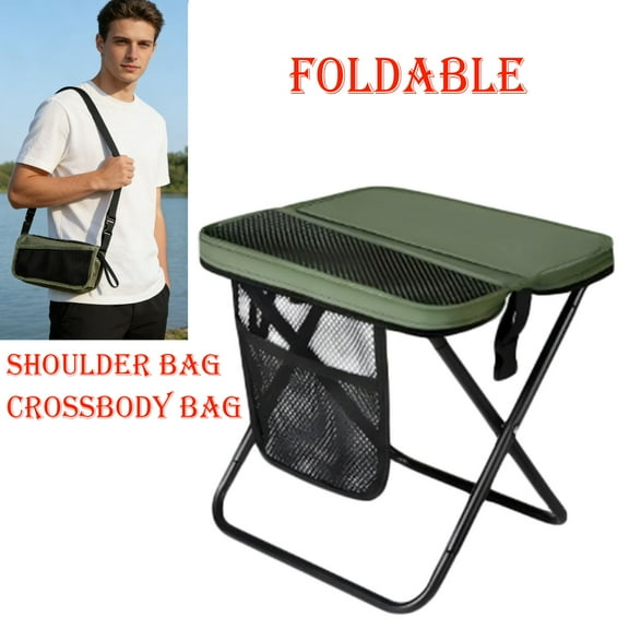 Camping Stool Upgraded Foldable Stool, Portable Outdoor Folding Chair with Pocket for Queuing, Fishing,Hiking Tours, BBQ, Parties, Outdoor Camping Accessories