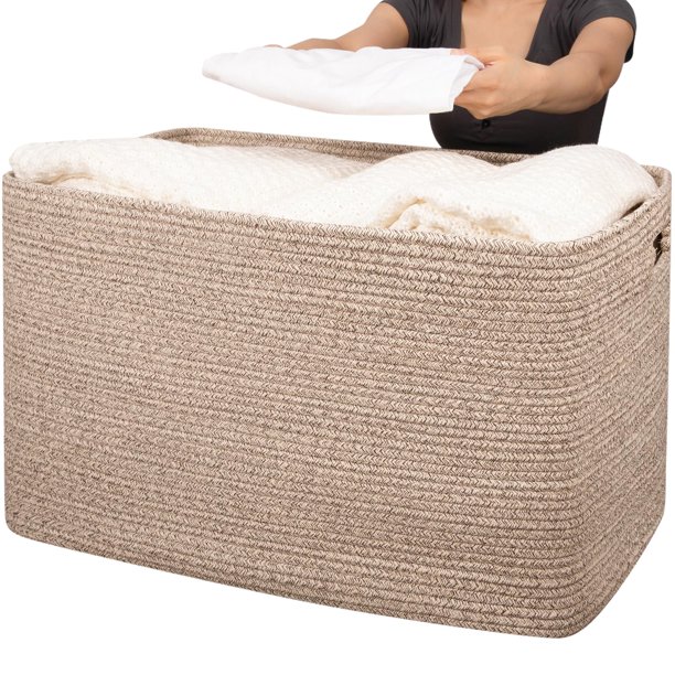 Cesta de almacenamiento OIAHOMY Cotton Rope, 118 L, para mantas y juguetes