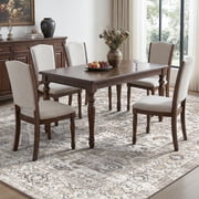 SIXHOME 9x12 Washable Area Rug for Living Room Vintage Medallion Distressed Carpet Soft Low Pile Large Rug for Bedroom Dining Room Office Retro Indoor Home Decor Taupe