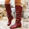 thumbnail image 5 of Women's Round Toe Low Heel Knee High Boots PU Leather Slouchy Slip on Comfortable Plus Size Fall Winter Boots for Casual Outdoor Wear Brown, 5 of 6