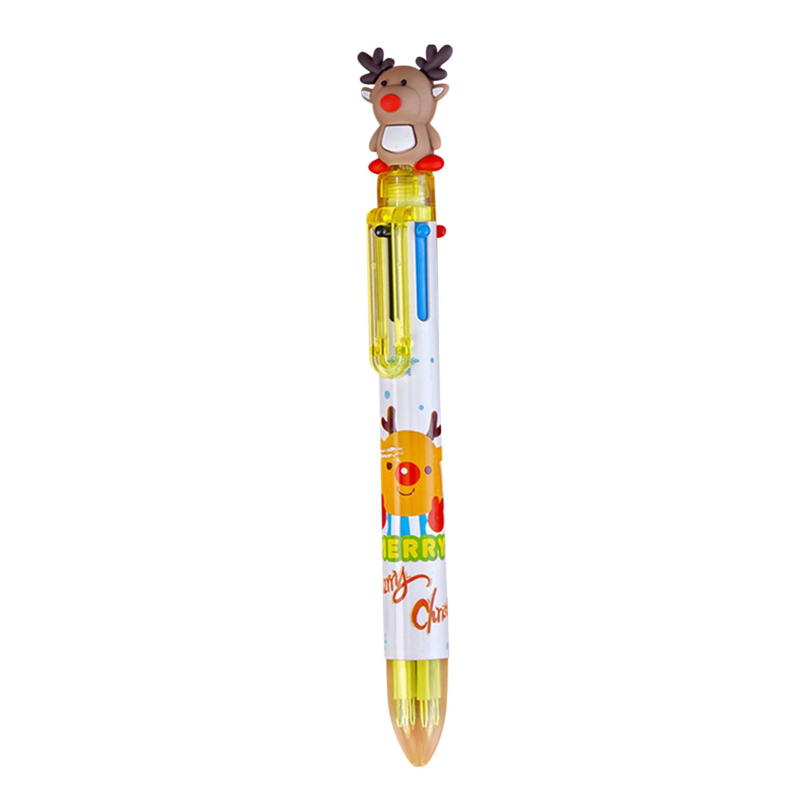 Airpow Cute Pens 6 Color Christmas Ballpoint Pen Push Type Color Multifunction Marker 2Ml Gel Pens Smooth Writing, Retractable, Waterproof, Fading