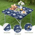 thumbnail image 4 of Blue Pioneer Flower and Paisley Pattern Square Fitted Tablecloth with Elastic Edge,Square Table Cover,Washable Elastic Table Cover for Home Kitchen Party Decor 36"x36", 4 of 6