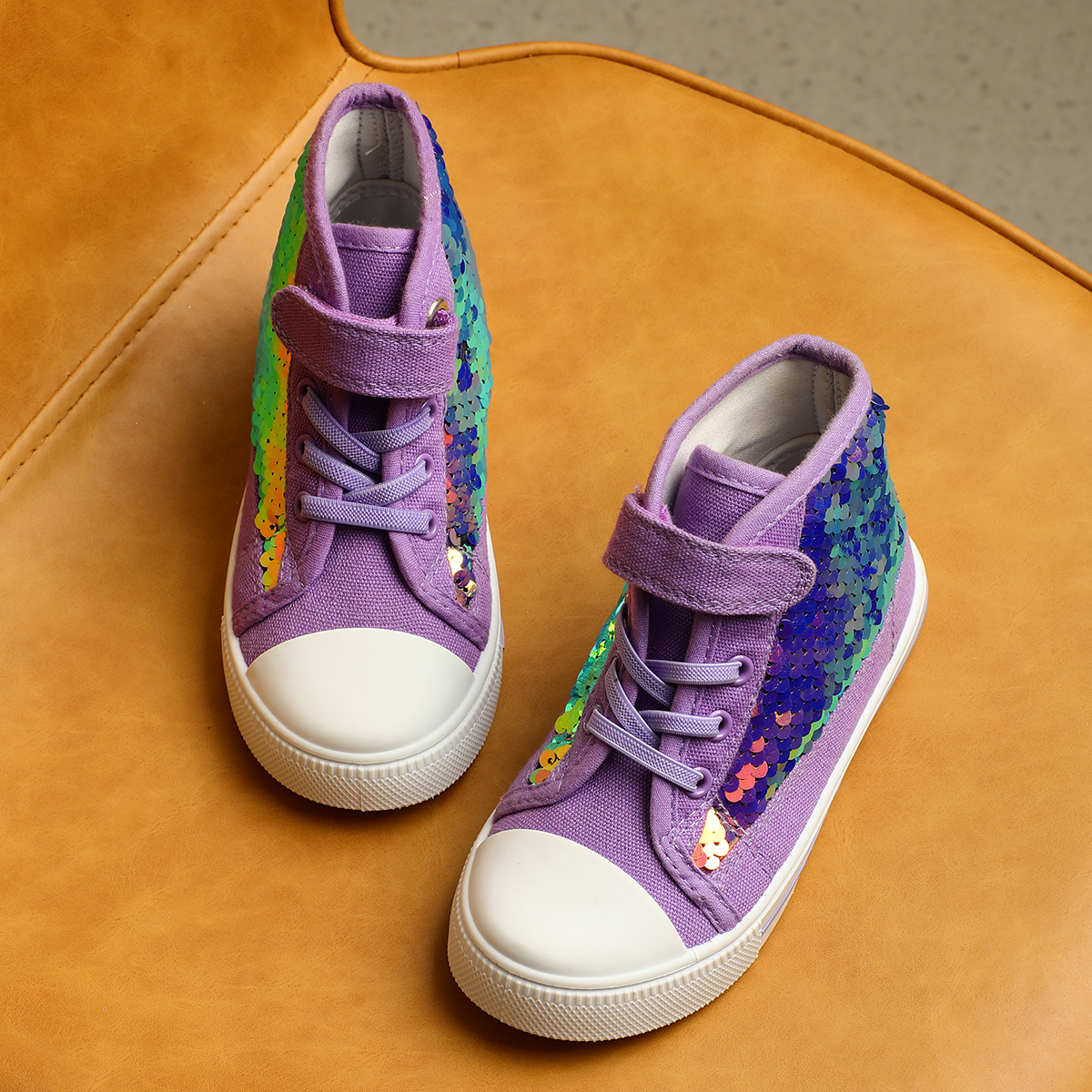 Kushyshoo Purple High Top Girls Toddler Sneakers photo 4