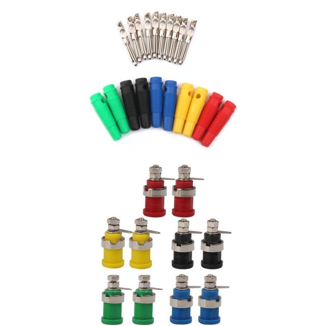 10 piezas Zócalos de (2 piezas / cada color) + Tapones de plátano piezas de Aislamiento CUTICAT Conector de panel de terminales de audio