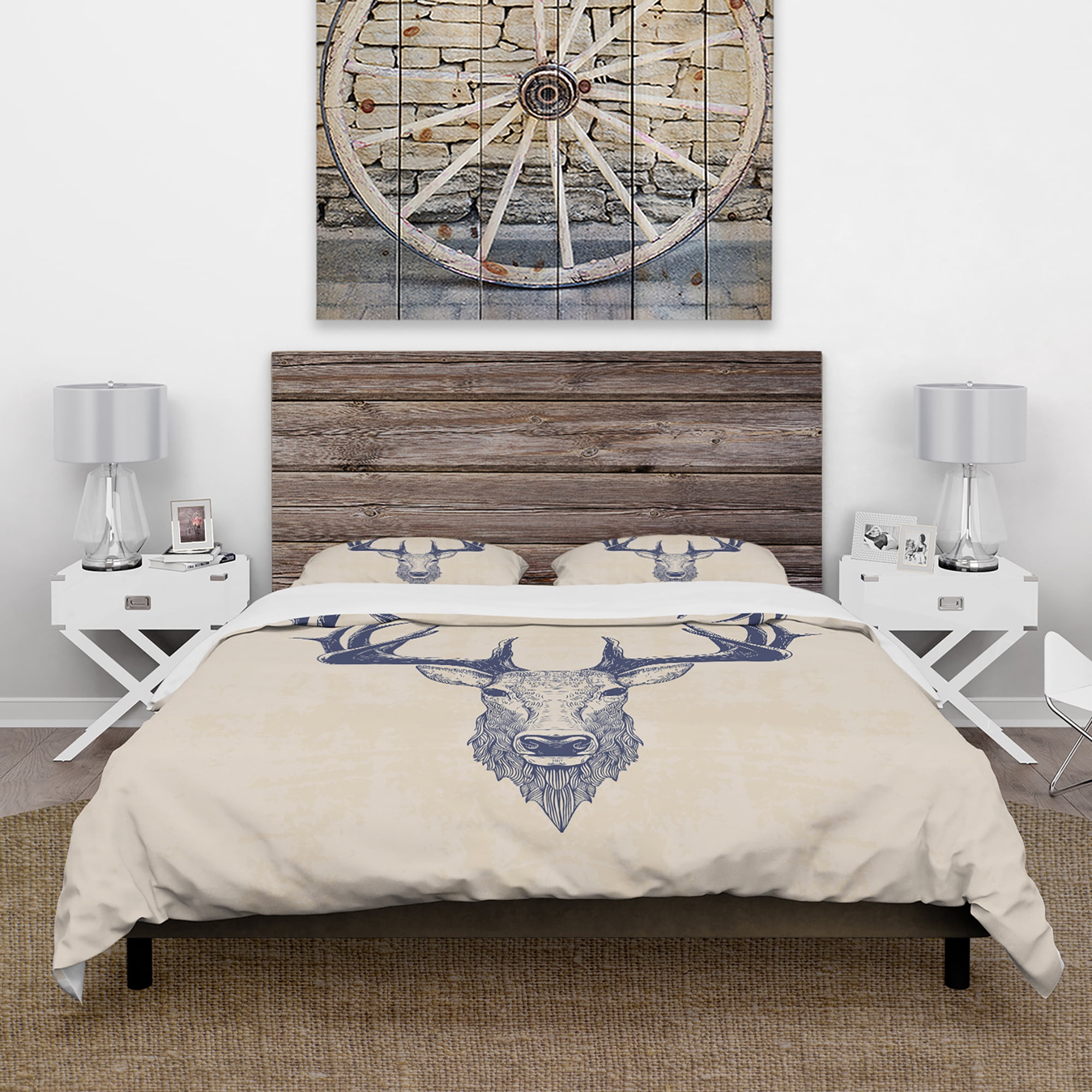 Designart 'Deer head Portrait' Sketch Animals Duvet Cover Set