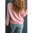 thumbnail image 4 of Women's Pink Leopard Bowknot Printed Crewneck Sweatshirt, 4 of 7