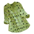 thumbnail image 2 of Pntutb Mujer Casual Gato Estampado Manga Larga Cuello en V Botón Suelto Camisa top Blusa Pntutb Pntutb-79, 2 of 4