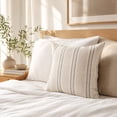 thumbnail image 3 of Striped Decorative Throw Pillow Covers 18x18 Inch for Living Room Couch Bed Sofa, Farmhouse Boho Home Decor,Patchwork Textured Square Cushion Case, 3 of 6