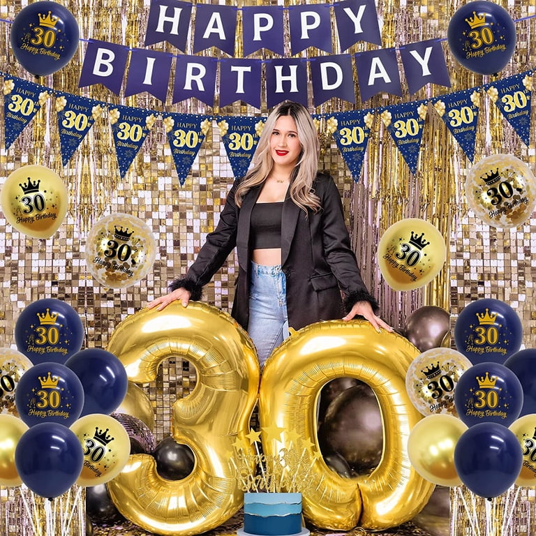 Satiskid 30. Geburtstag Deko-Set – Elegantes Schwarz-Gold Banner Zum Jubiläum Satiskid 30er Deko