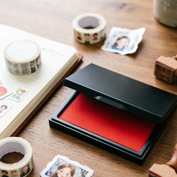 Leeye Red Ink Pad Stamper for Projects Self Stamp Labeling Marking Stationery Use Craft