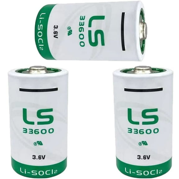 (3 Pack) LS33600 17000mAh 3.6V Battery for LS33600 D Size 3.6V Lithium Thionyl Chloride Battery