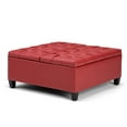 thumbnail image 4 of Harrison 36 inch Wide Transitional Coffee Table Storage Ottoman in Crimson Red Vegan Leather, 4 of 11