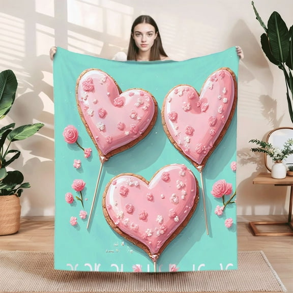 Durable Soft Flannel Blanket - Cozy Floral Pattern Design for Sofa Travel Bed & Chair - Warm & Comfortable Throw Blanket