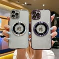 thumbnail image 6 of Compatible with iPhone 13 Pro Max Magnetic Transparent Case,Luxury Plating Bling Clear Shockproof MagSafe Case with Full Camera Len Protector for iPhone 13 Pro Max Women Girl Men-Elegant Purple, 6 of 12