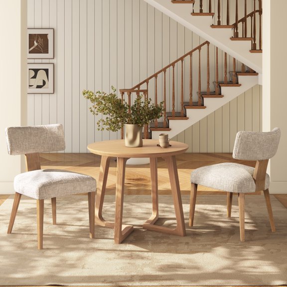 Louise Split Back Upholstered with Beige Chenille Dining Side Chair - Set of 2