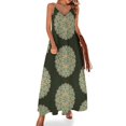 thumbnail image 1 of Mandala dibujado a mano n.º 31 sobre fondo verde oscuro Vestido sin mangas Vestido de mujer Verano 2024 Ropa de mujer, 1 of 7
