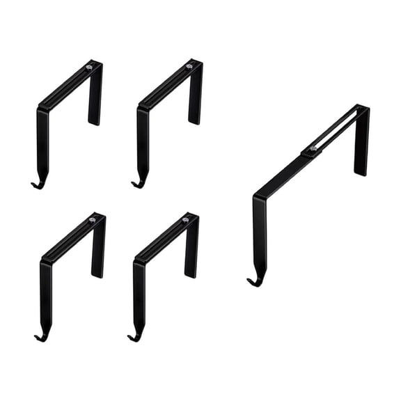 5 Pack Adjustable No Drill Light Hanging Hooks, Slidable Metal Bracket Clips, Over Railing Hanger for Patio Porch Balcony Holiday Light Decor