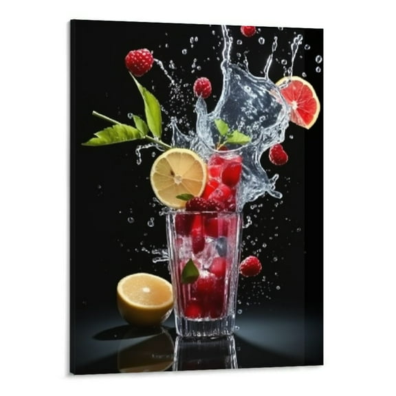 Creowell  Kitchen Wall Art Wine Picture Colorful Cocktails with Fruit Painting Drink Canvas Prints Black Red Artwork Dining Room Bar Pub Wall Decor Gallery Wrap Ready to Hang- 16x20 Inches