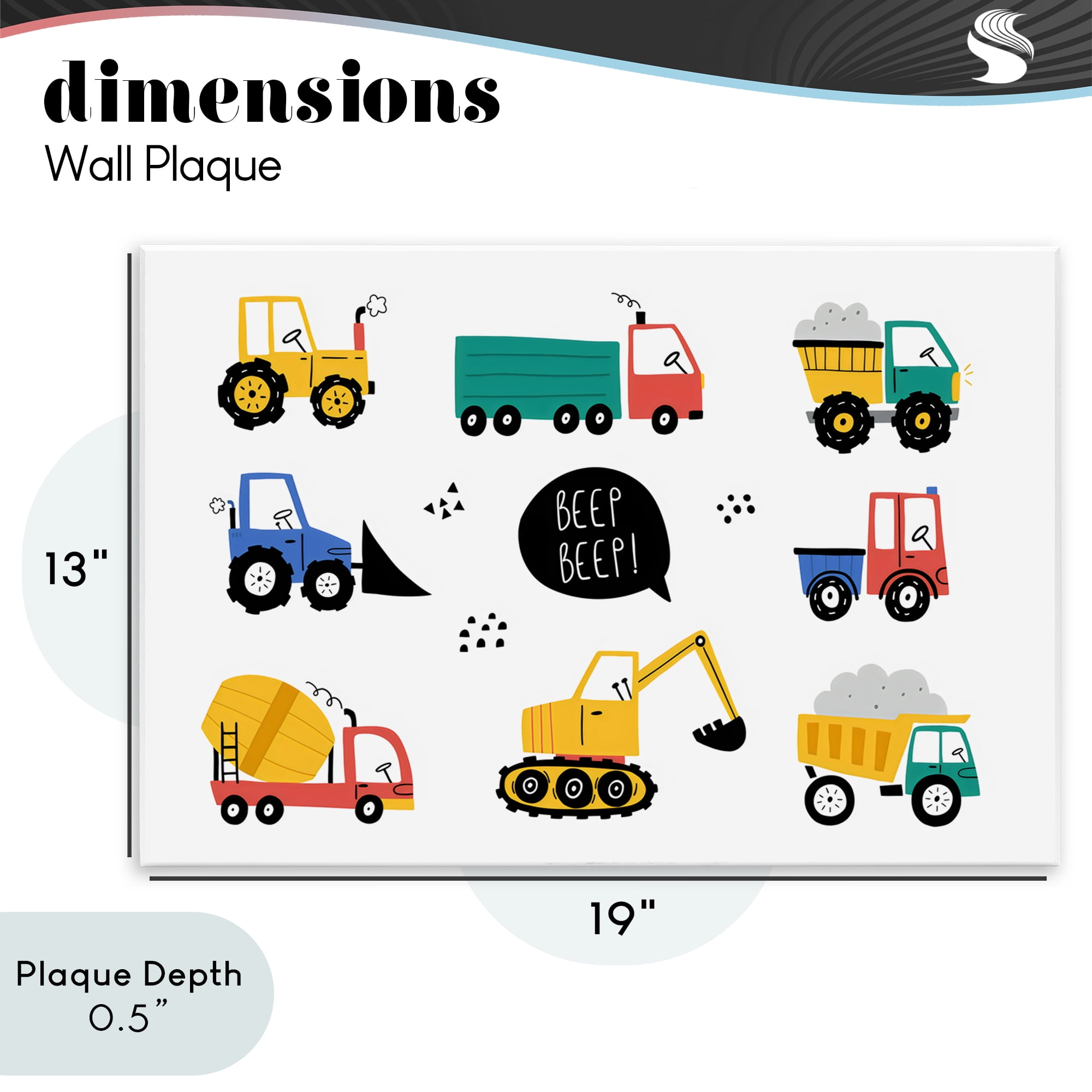 Stupell Industries Beep Construction Vehicles Wall Plaque Art, design by Creative Studio