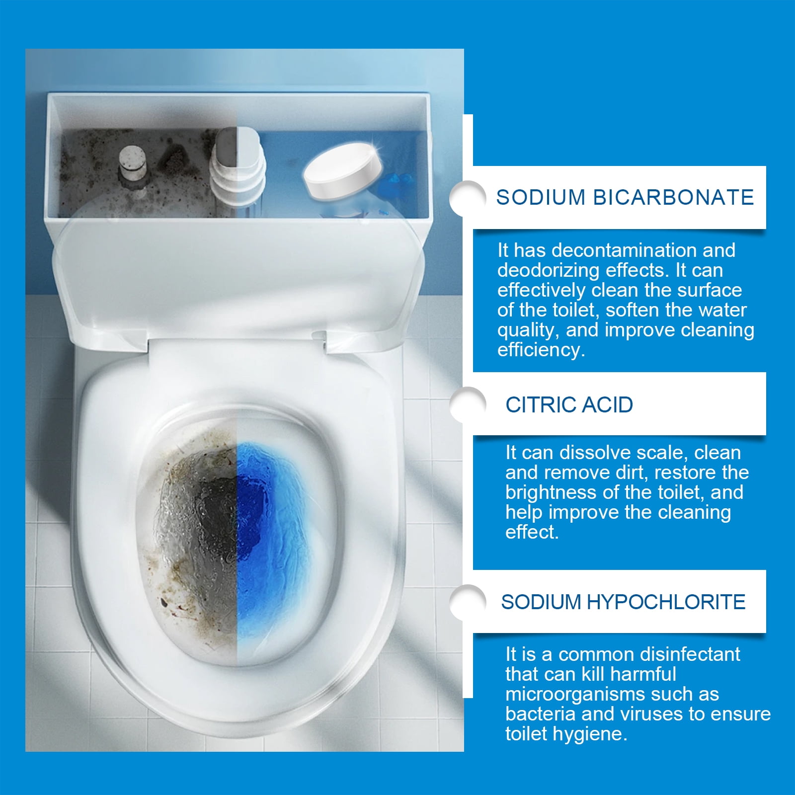 Alvantor Toilet Bowl Cleaner Tablets - Drop-In Cleaner Prevents Stains & Deodorizes - 20 Count