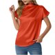 thumbnail image 1 of Camisetas de Manga Corta de Cuello Alto para Mujeres Moda Casual Primavera Cuello Redondo Medio Cuello Alto Hombro Izquierdo Plisado Superior, 1 of 6