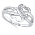 thumbnail image 4 of CHOOSE YOUR COLOR Infinity Knot White CZ Heart Promise Ring .925 Sterling Silver Band Female Size 7, 4 of 4