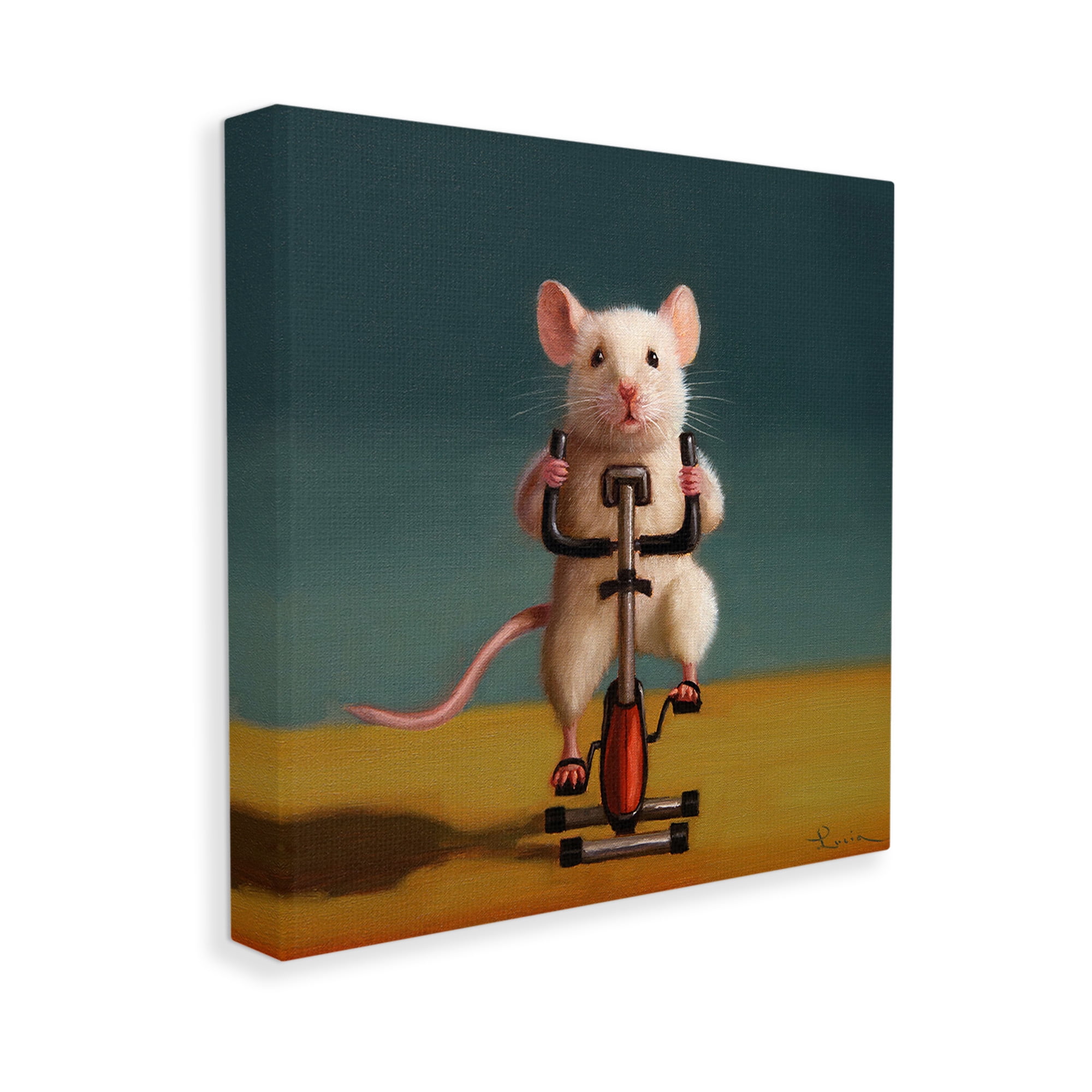 Stupell Industries Funny Workout Mouse Animals & Insects Painting Gallery Wrapped Canvas Art Print Wall Art, 30 x 30