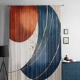 thumbnail image 5 of Navy Blue Burnt Orange Semi Sheer Curtains Drapes for Living Room, Bedroom, French Doors Window 72 Inches Long, Modern Boho Art Geometric Rod Pocket Chiffon Curtain Drapery Voile Draperies Panel, 5 of 6