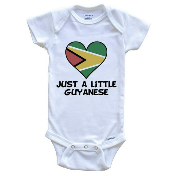 Just A Little Guyanese Baby Bodysuit - Funny Guyana Flag Baby Bodysuit, 0-3 Months White