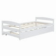 thumbnail image 5 of Twin Size Platform Bed with Trundle, Wooden Twin Bed,&nbsp;Platform Bed Frame, Twin Size Platform Bed with Twin Size Trundle, White, 5 of 6