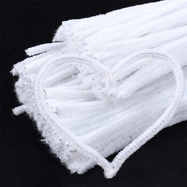 Craft Pipe Cleaners 300 PCS White Chenille Stem 6MM x 12 Inch Twistable  Stems Children's Bendable Sculpting Sticks for Crafts and Arts (300, White)  