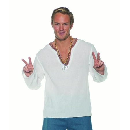 60s Rhinestone - Hippie White Mens Adult 60S Dude Costume Accessory Shirt