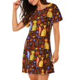 thumbnail image 2 of Balery colorful fox Camisón de manga corta con cuello redondo para mujer, cómodo y elegante., 2 of 6