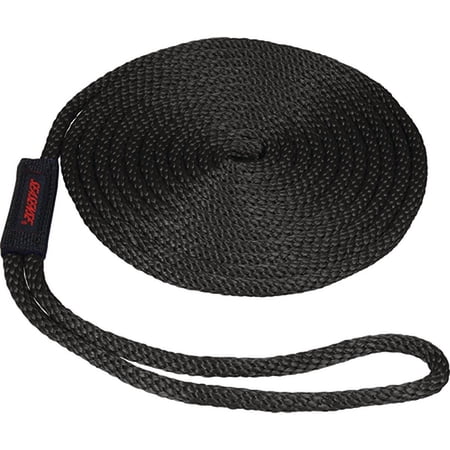 SeaSense Pre-Spliced Solid Braid MFP Dock Line with Chafe Guard  1/2  x 25   12  Eye  Black