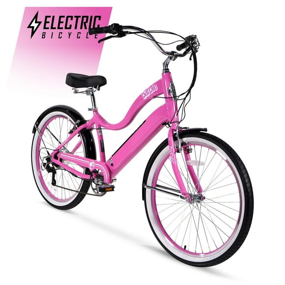 Hyper Barbie 26" Ladies 36V Electric Cruiser E-Bike for Adults, Pedal-Assist, 250W Motor, Pink